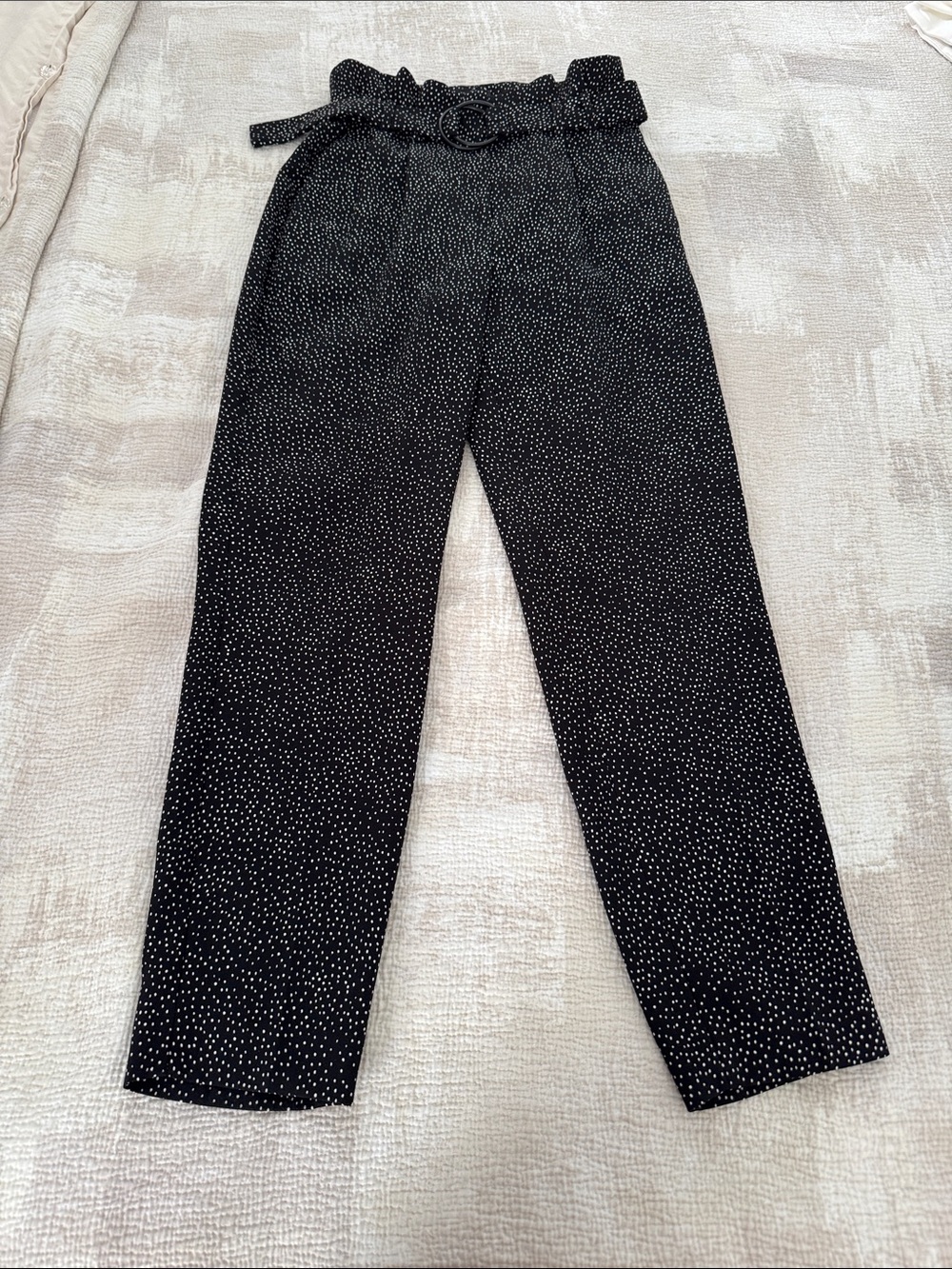 Express Black Paperbag Waist Polka Dot Pants